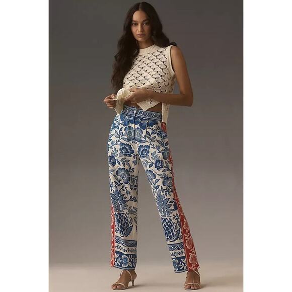 Farm Rio x Anthropologie Floral Linen Trousers - Picture 3 of 5